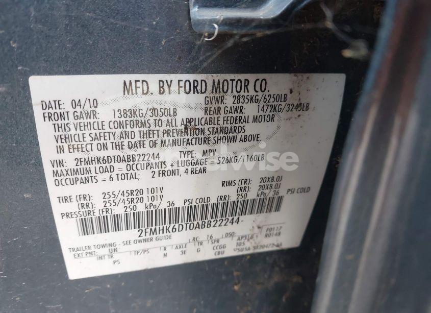 Photo 9 of 2010 Ford Flex LIMITED (VIN 2FMHK6DT0ABB22244)