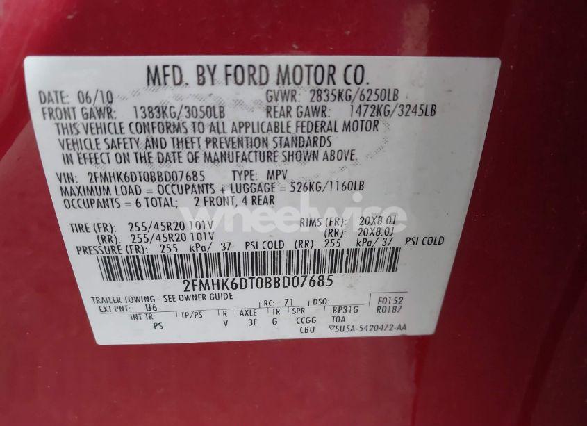 Photo 9 of 2011 Ford Flex LIMITED (VIN 2FMHK6DT0BBD07685)