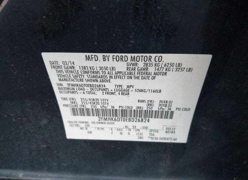 Photo 9 of 2014 Ford Flex LIMITED (VIN 2FMHK6DT0EBD26824)