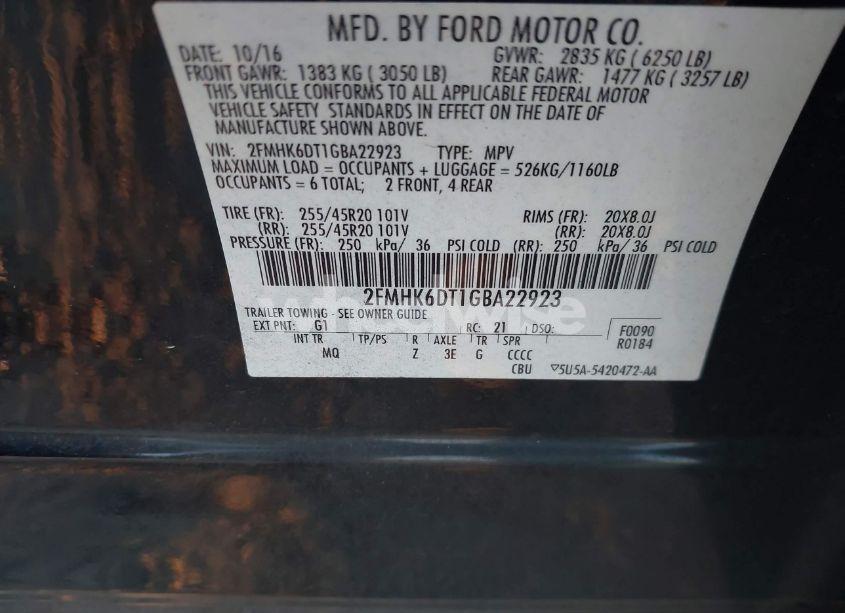 Photo 9 of 2016 Ford Flex LIMITED (VIN 2FMHK6DT1GBA22923)