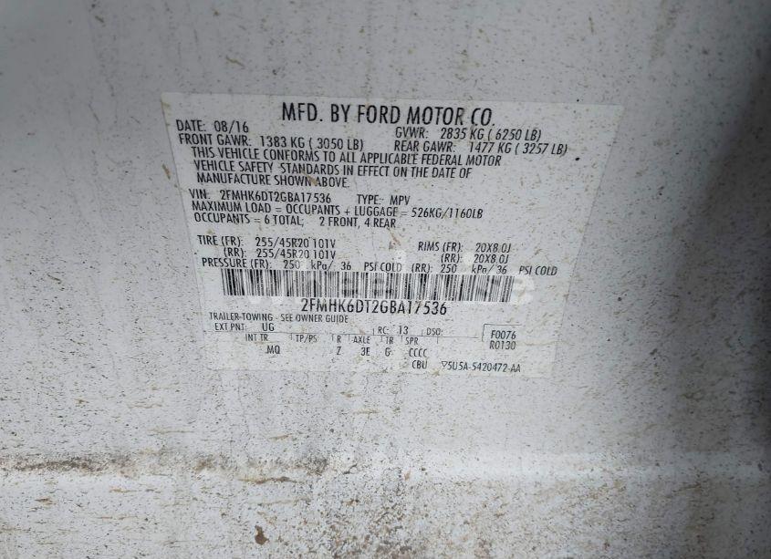 Photo 9 of 2016 Ford Flex LIMITED (VIN 2FMHK6DT2GBA17536)