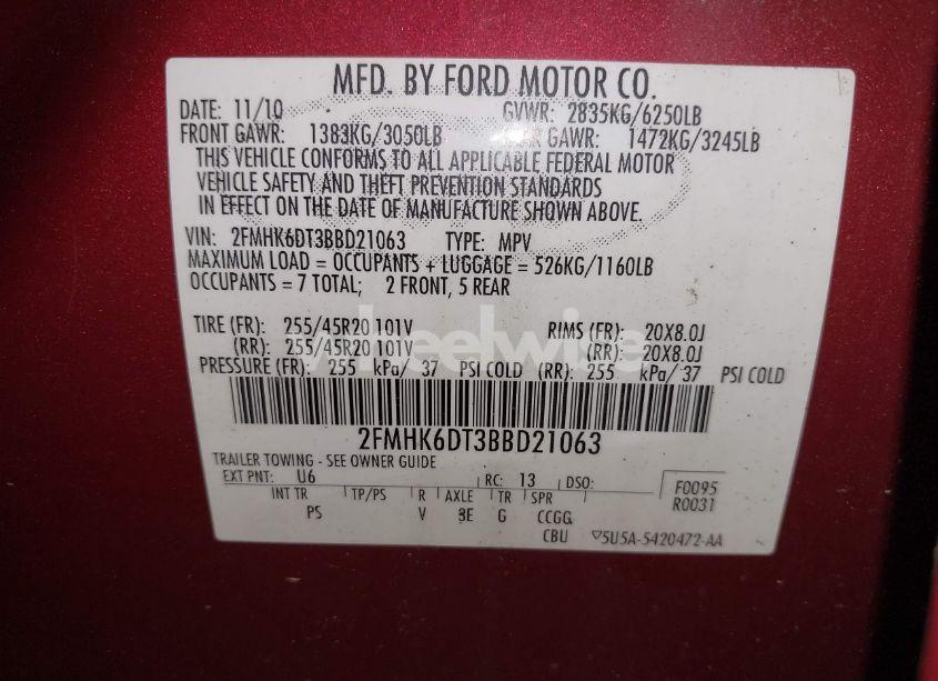 Photo 9 of 2011 Ford Flex LIMITED (VIN 2FMHK6DT3BBD21063)