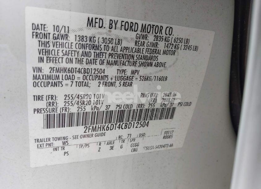 Photo 9 of 2012 Ford Flex LIMITED (VIN 2FMHK6DT4CBD12504)