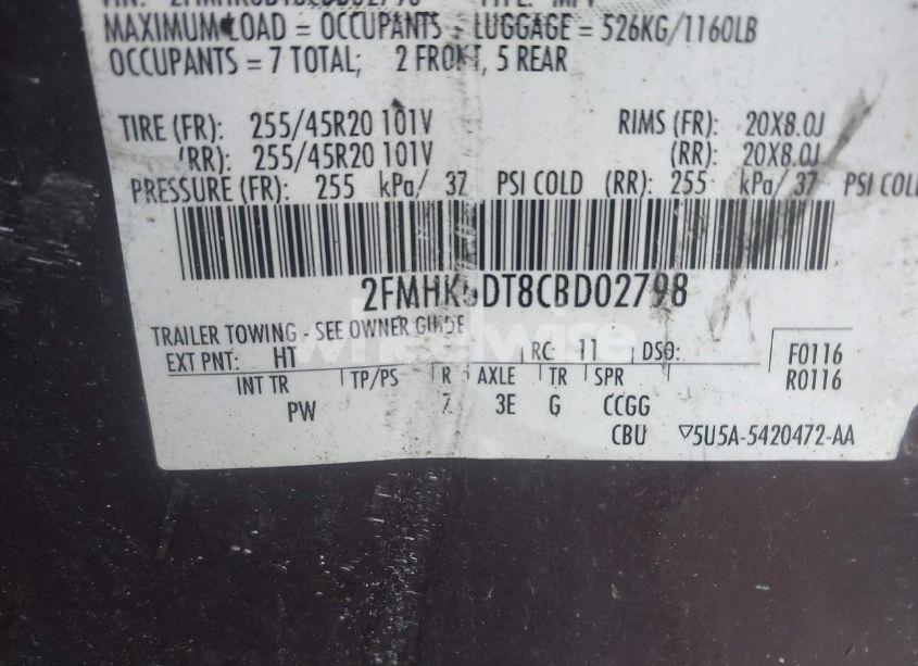 Photo 9 of 2012 Ford Flex LIMITED (VIN 2FMHK6DT8CBD02798)