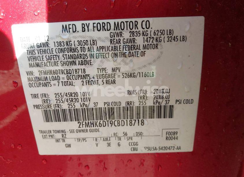 Photo 9 of 2012 Ford Flex TITANIUM (VIN 2FMHK6DT9CBD18718)