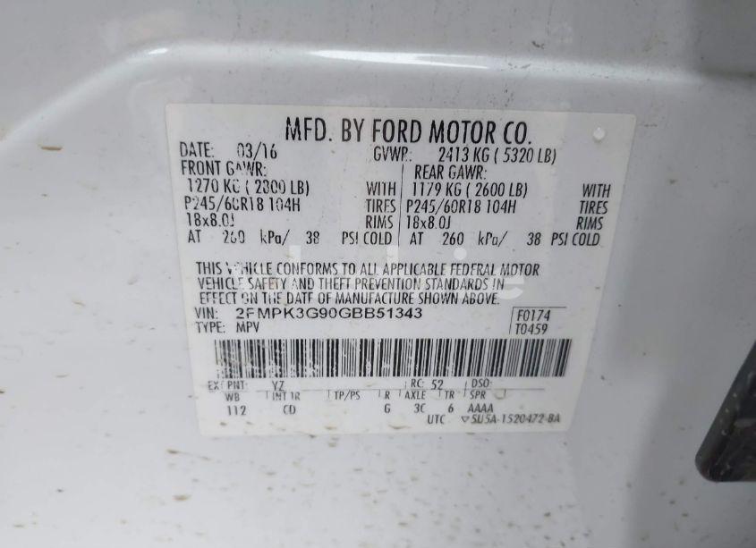 Photo 9 of 2016 Ford Edge SE (VIN 2FMPK3G90GBB51343)