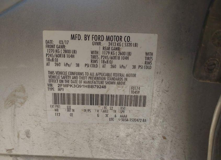 Photo 9 of 2017 Ford Edge SE (VIN 2FMPK3G91HBB79248)
