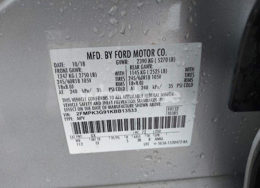 Photo 9 of 2019 Ford Edge SE (VIN 2FMPK3G91KBB13533)