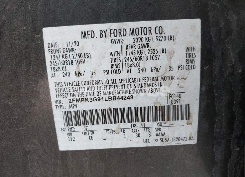 Photo 9 of 2020 Ford Edge SE (VIN 2FMPK3G91LBB44248)