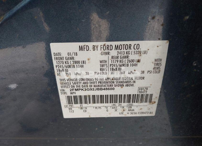 Photo 9 of 2018 Ford Edge SE (VIN 2FMPK3G92JBB48600)