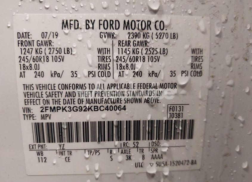 Photo 9 of 2019 Ford Edge SE (VIN 2FMPK3G92KBC40064)