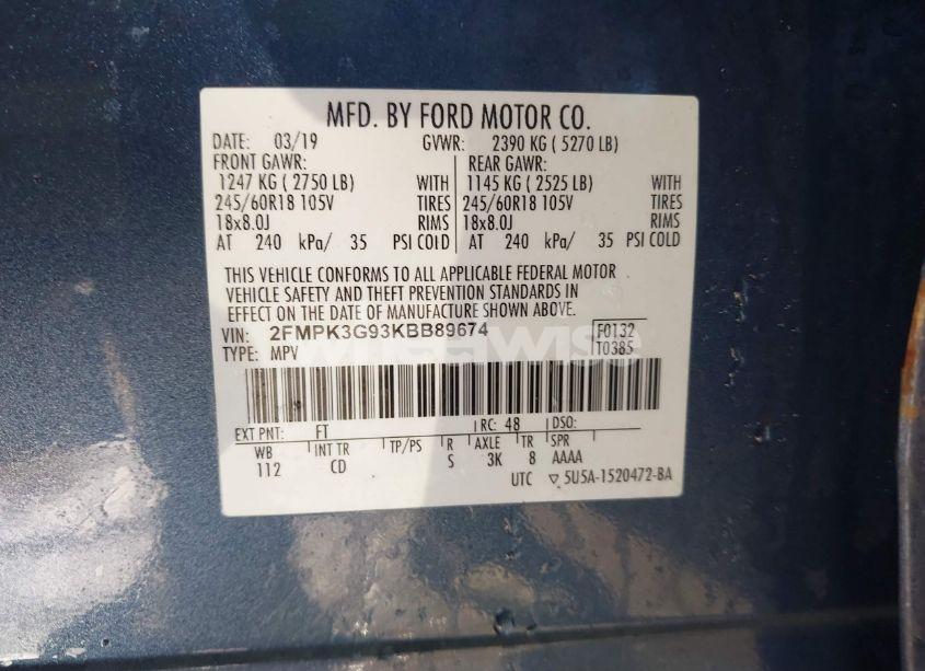 Photo 9 of 2019 Ford Edge SE (VIN 2FMPK3G93KBB89674)