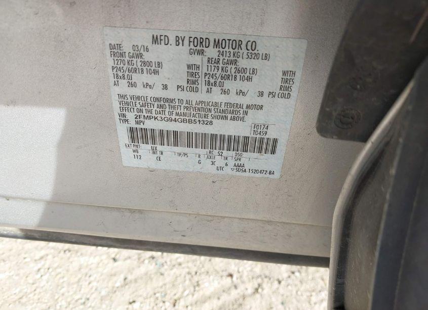 Photo 9 of 2016 Ford Edge SE (VIN 2FMPK3G94GBB51328)