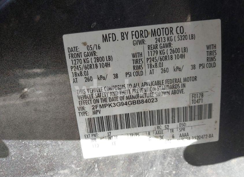 Photo 9 of 2016 Ford Edge SE (VIN 2FMPK3G94GBB84023)