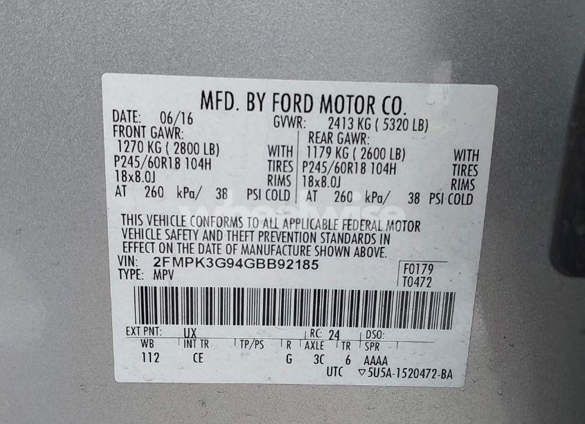 Photo 9 of 2016 Ford Edge SE (VIN 2FMPK3G94GBB92185)