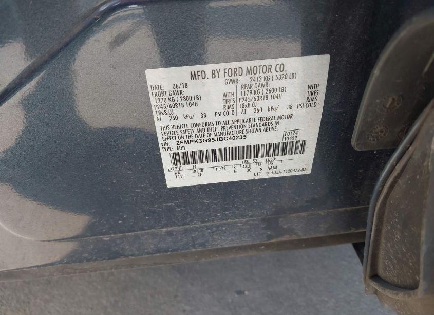 Photo 9 of 2018 Ford Edge SE (VIN 2FMPK3G95JBC40235)