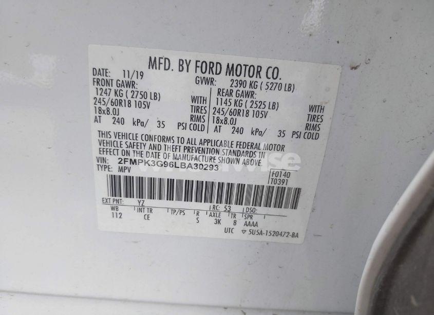 Photo 9 of 2020 Ford Edge SE (VIN 2FMPK3G96LBA30293)