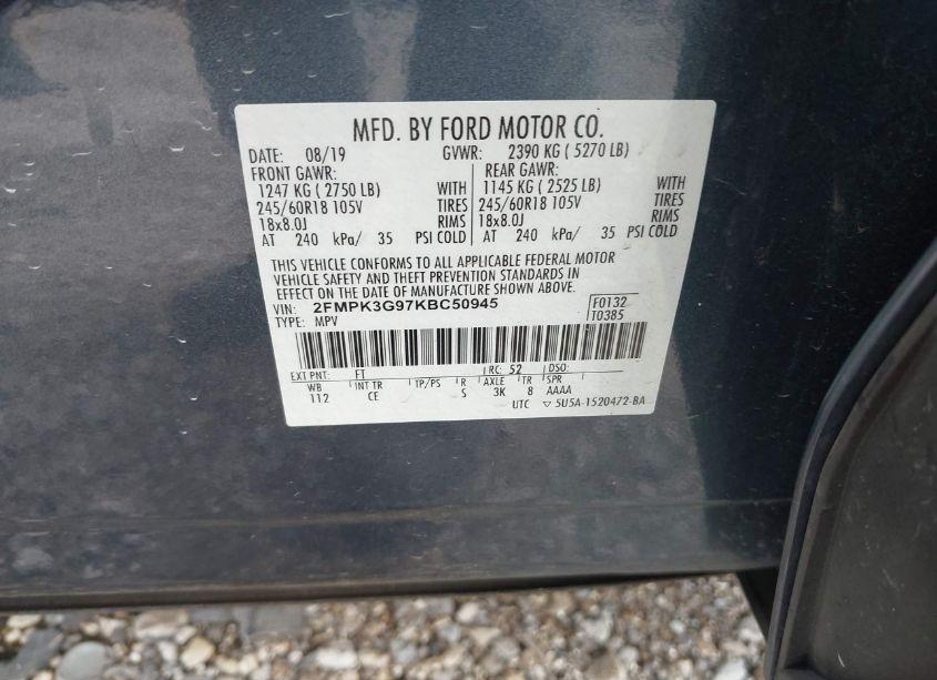 Photo 9 of 2019 Ford Edge SE (VIN 2FMPK3G97KBC50945)