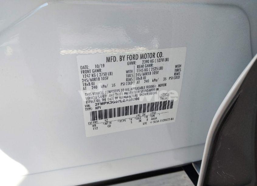 Photo 9 of 2020 Ford Edge SE (VIN 2FMPK3G97LBA05208)