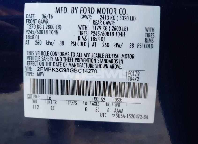 Photo 9 of 2016 Ford Edge SE (VIN 2FMPK3G98GBC14270)