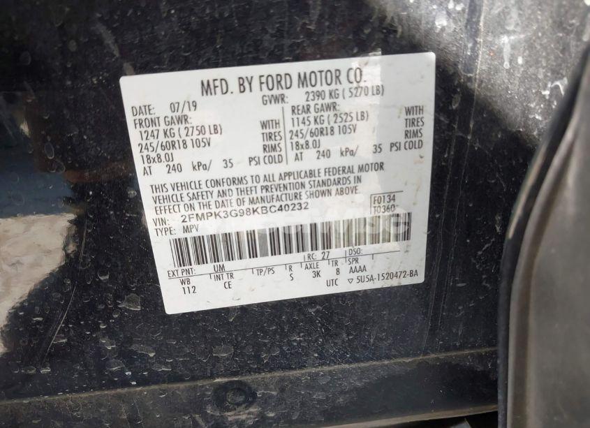 Photo 9 of 2019 Ford Edge SE (VIN 2FMPK3G98KBC40232)