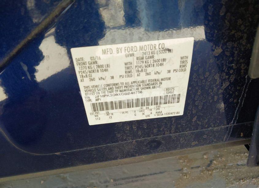 Photo 9 of 2016 Ford Edge SE (VIN 2FMPK3G9XGBB48756)