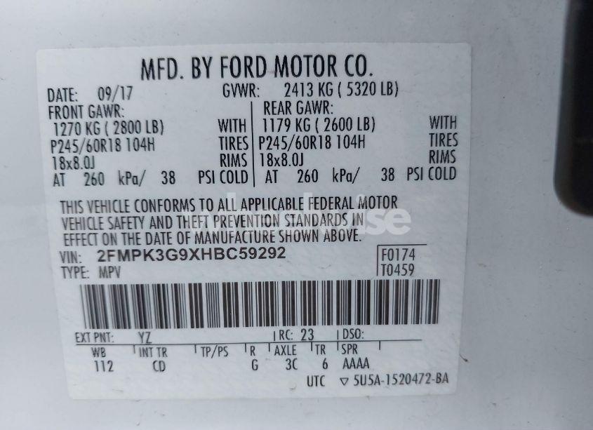 Photo 9 of 2017 Ford Edge SE (VIN 2FMPK3G9XHBC59292)