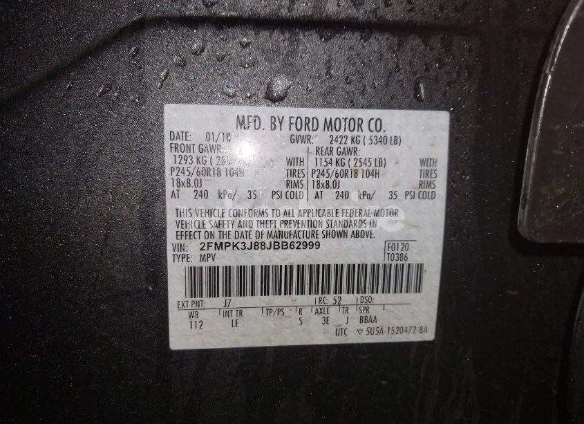 Photo 9 of 2018 Ford Edge SEL (VIN 2FMPK3J88JBB62999)