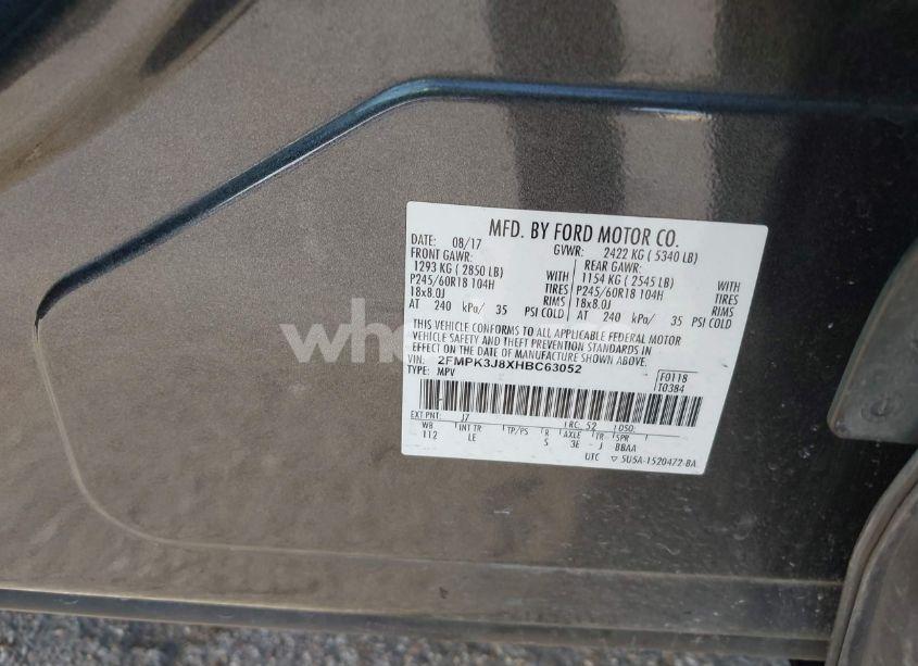 Photo 9 of 2017 Ford Edge SEL (VIN 2FMPK3J8XHBC63052)