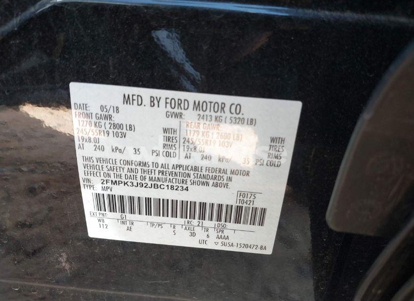 Photo 9 of 2018 Ford Edge SEL (VIN 2FMPK3J92JBC18234)