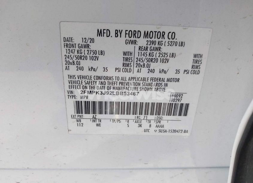 Photo 9 of 2020 Ford Edge ST LINE (VIN 2FMPK3J92LBB53467)