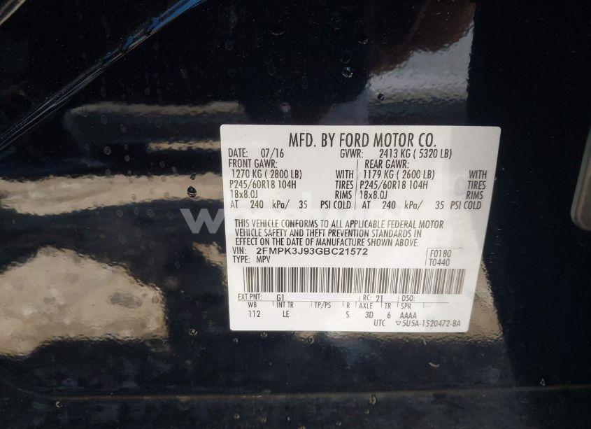 Photo 9 of 2016 Ford Edge SEL (VIN 2FMPK3J93GBC21572)