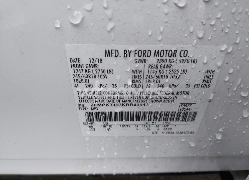 Photo 9 of 2019 Ford Edge SEL (VIN 2FMPK3J93KBB49913)