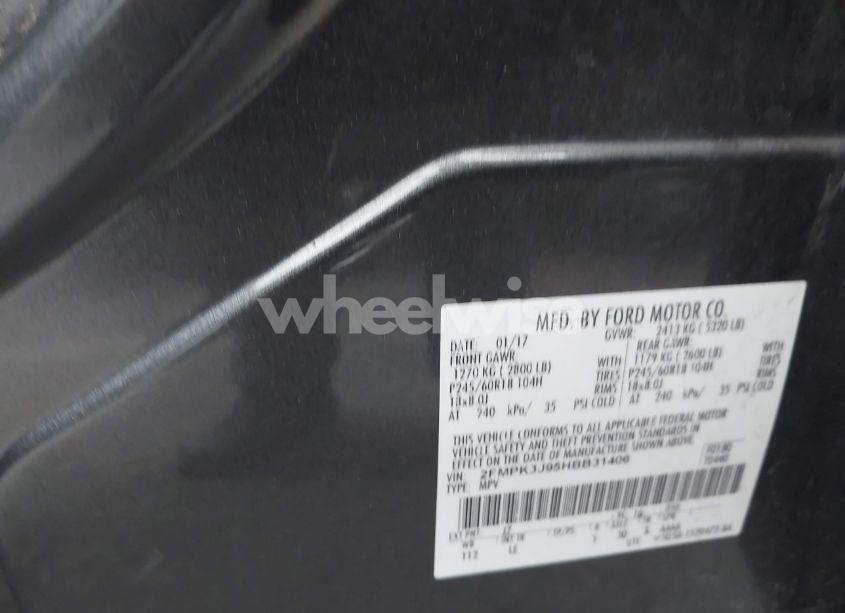 Photo 9 of 2017 Ford Edge SEL (VIN 2FMPK3J95HBB31406)