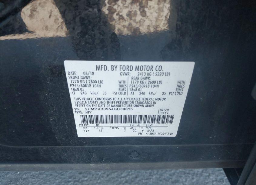 Photo 9 of 2018 Ford Edge SEL (VIN 2FMPK3J95JBC30815)