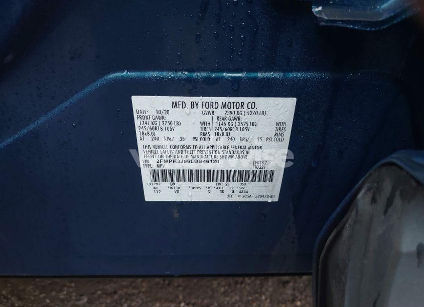 Photo 9 of 2020 Ford Edge SEL (VIN 2FMPK3J96LBB46120)