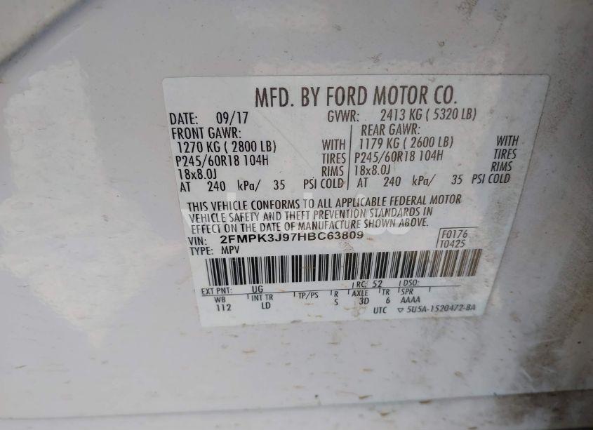 Photo 9 of 2017 Ford Edge SEL (VIN 2FMPK3J97HBC63809)