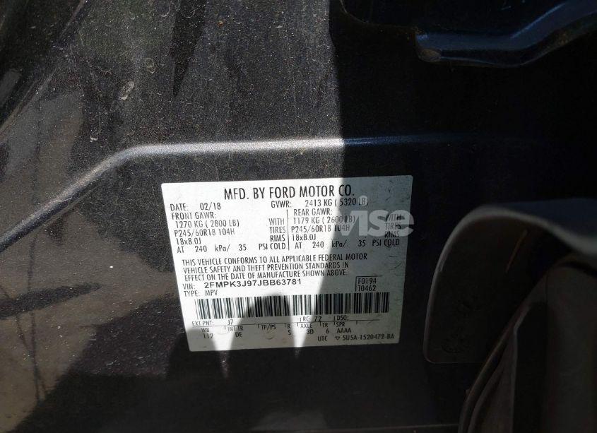 Photo 9 of 2018 Ford Edge SEL (VIN 2FMPK3J97JBB63781)