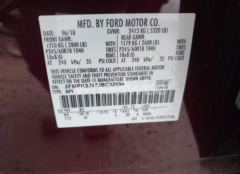 Photo 9 of 2018 Ford Edge SEL (VIN 2FMPK3J97JBC32694)