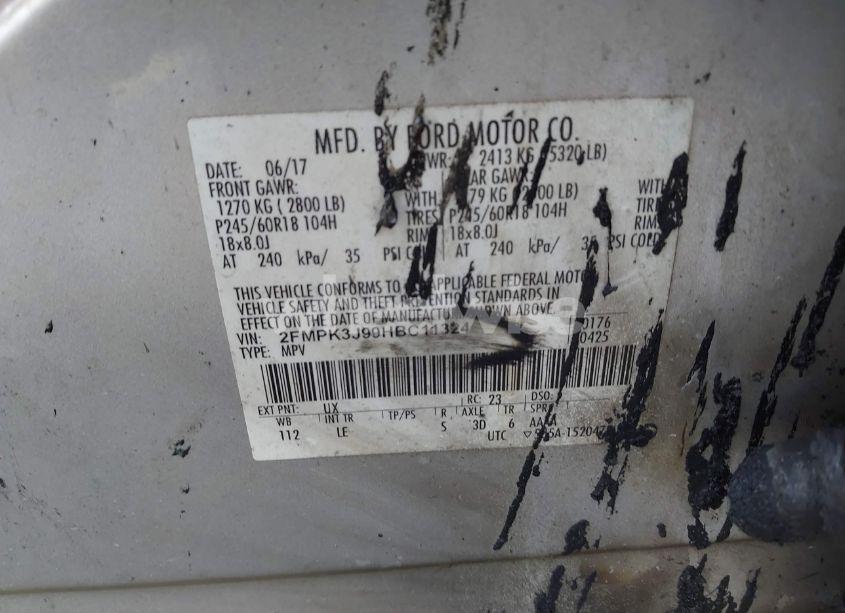 Photo 9 of 2017 Ford Edge SEL (VIN 2FMPK3J99HBC11324)