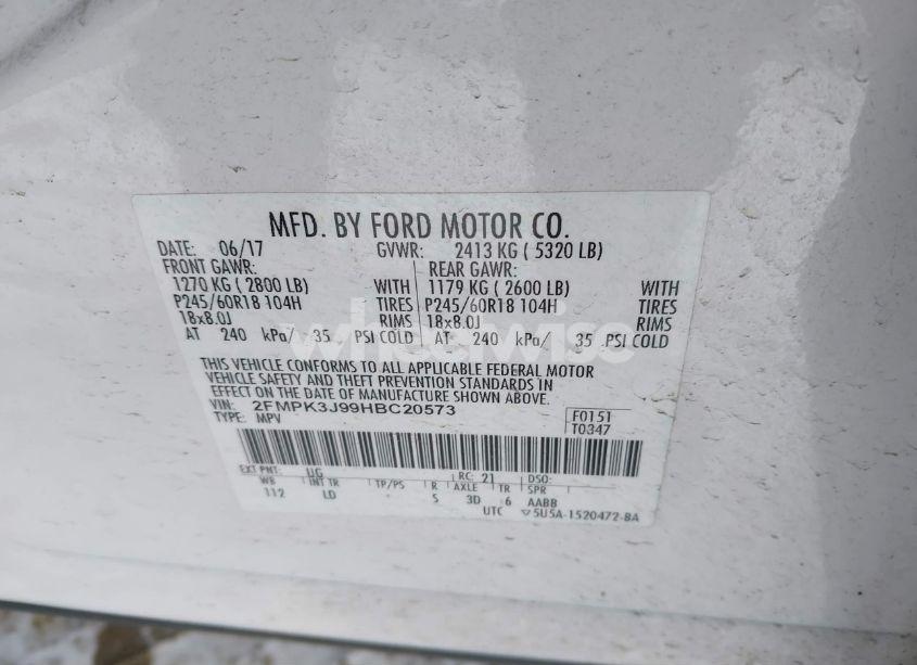 Photo 9 of 2017 Ford Edge SEL (VIN 2FMPK3J99HBC20573)