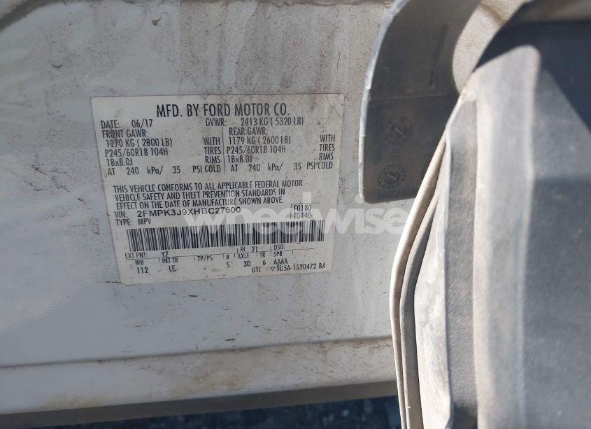 Photo 9 of 2017 Ford Edge SEL (VIN 2FMPK3J9XHBC27600)