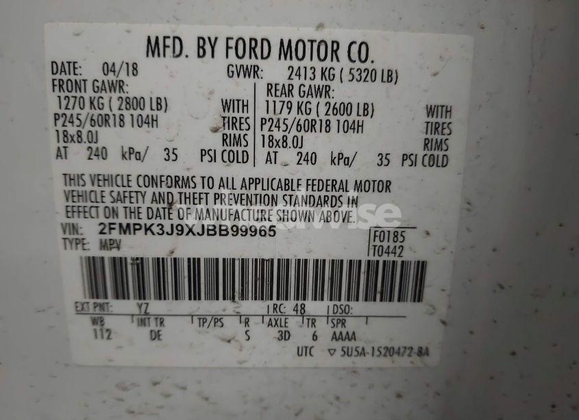 Photo 9 of 2018 Ford Edge SEL (VIN 2FMPK3J9XJBB99965)