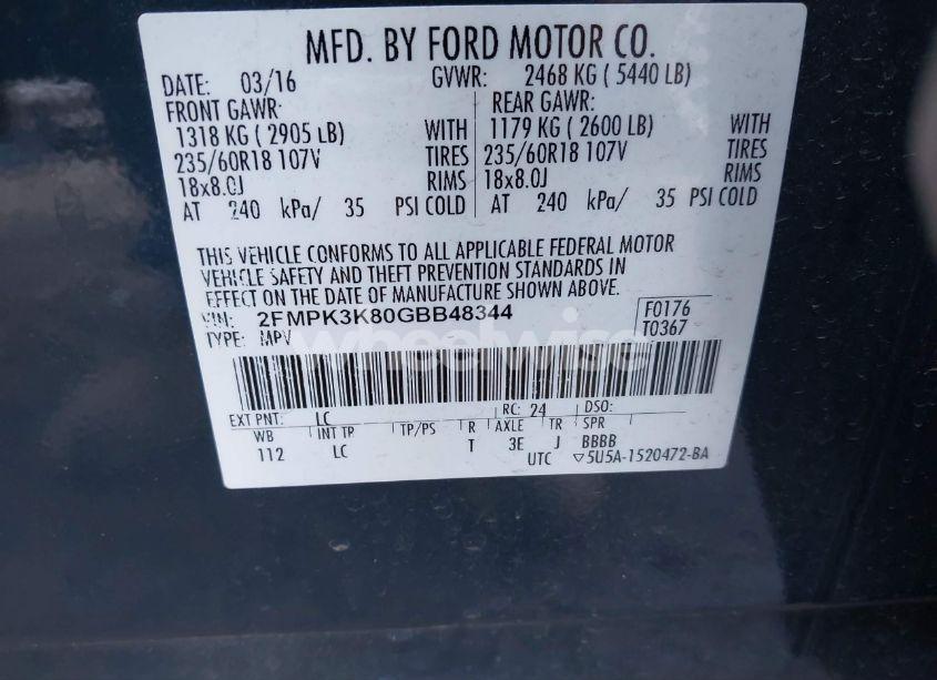 Photo 9 of 2016 Ford Edge TITANIUM (VIN 2FMPK3K80GBB48344)