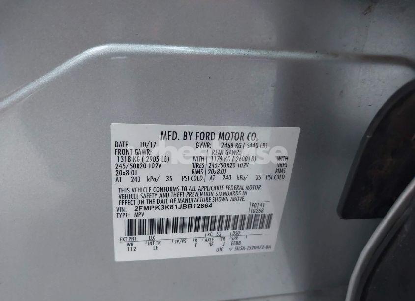 Photo 9 of 2018 Ford Edge TITANIUM (VIN 2FMPK3K81JBB12864)