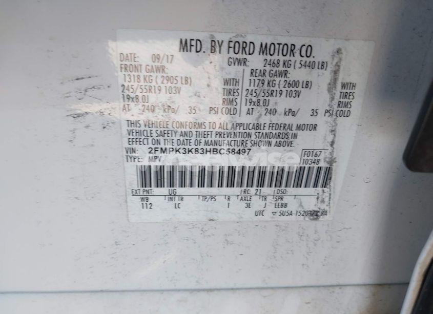 Photo 9 of 2017 Ford Edge TITANIUM (VIN 2FMPK3K83HBC58497)