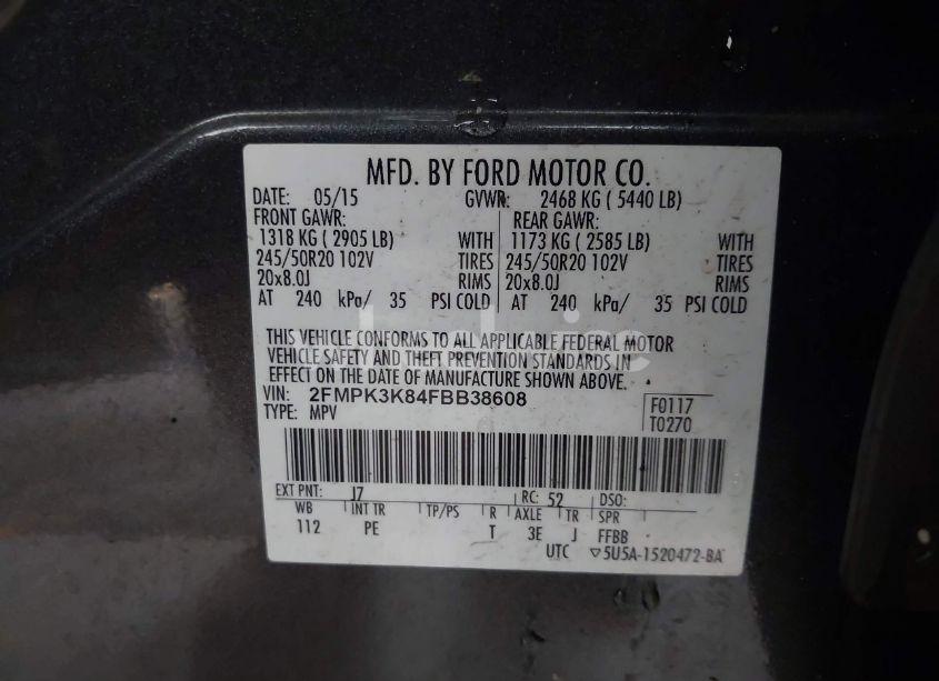 Photo 9 of 2015 Ford Edge TITANIUM (VIN 2FMPK3K84FBB38608)