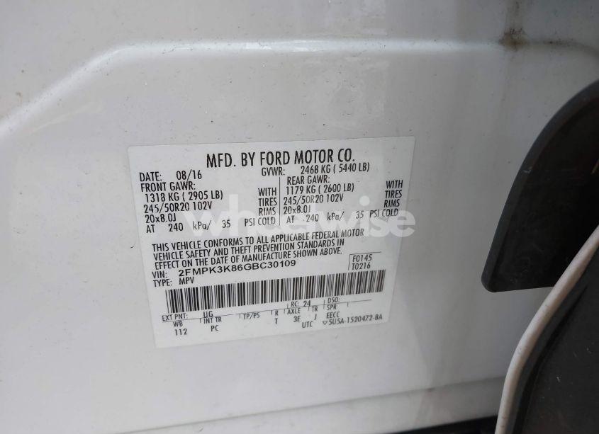 Photo 9 of 2016 Ford Edge TITANIUM (VIN 2FMPK3K86GBC30109)