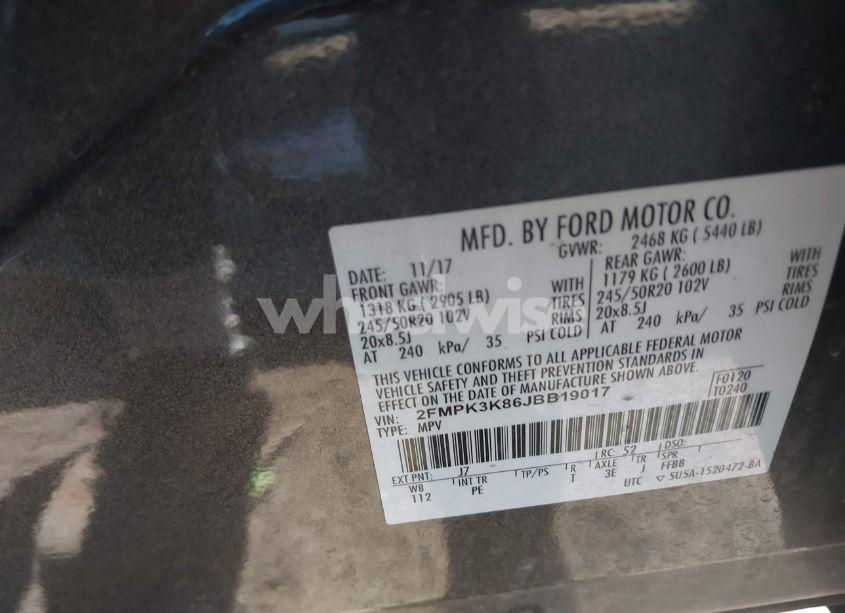 Photo 9 of 2018 Ford Edge TITANIUM (VIN 2FMPK3K86JBB19017)