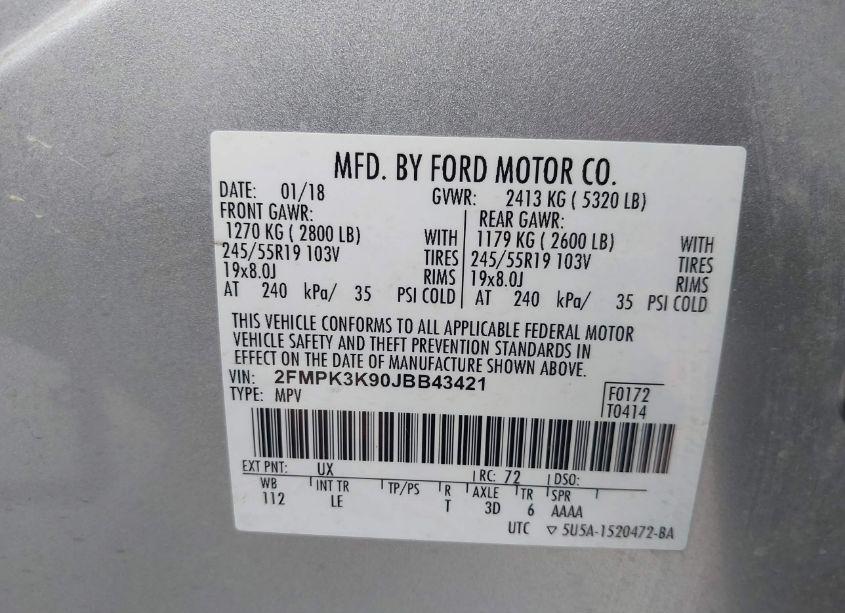 Photo 9 of 2018 Ford Edge TITANIUM (VIN 2FMPK3K90JBB43421)